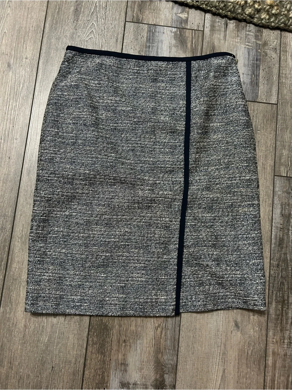 TORY BURCH Skirt Jacquard Blue/Beige Metallic Tweed size 4